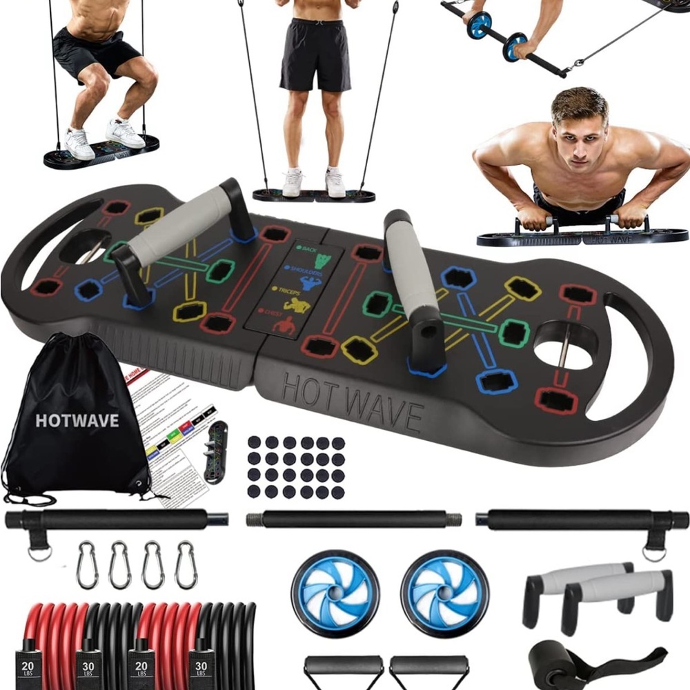 Hotwave 20 in 1 Push Up Board with Resistance Bands. Open box